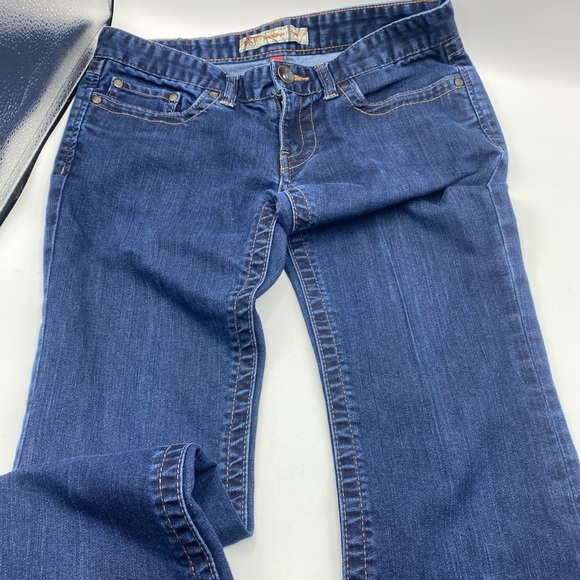 BKE Buckle Sabrina Stretch Bootcut Flare Blue Jeans Womens 27z33.5 Low rise Dark - Picture 1 of 8